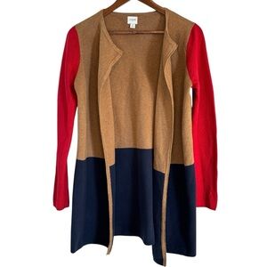 J.CREW Women’s Vanessa Color Block Long Sweater Cardigan Open Jacket Sz Small